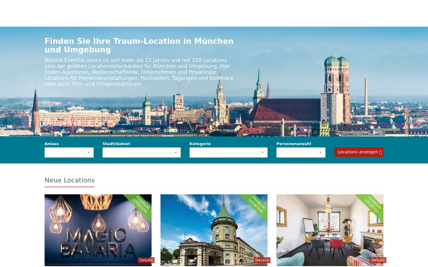 Screenshot of munich-eventlocations.de