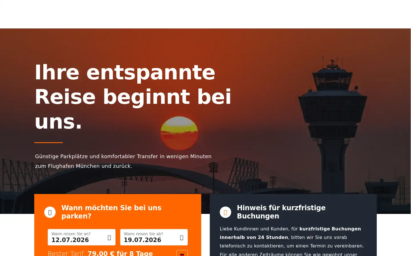 Screenshot of munich-parkandfly.de
