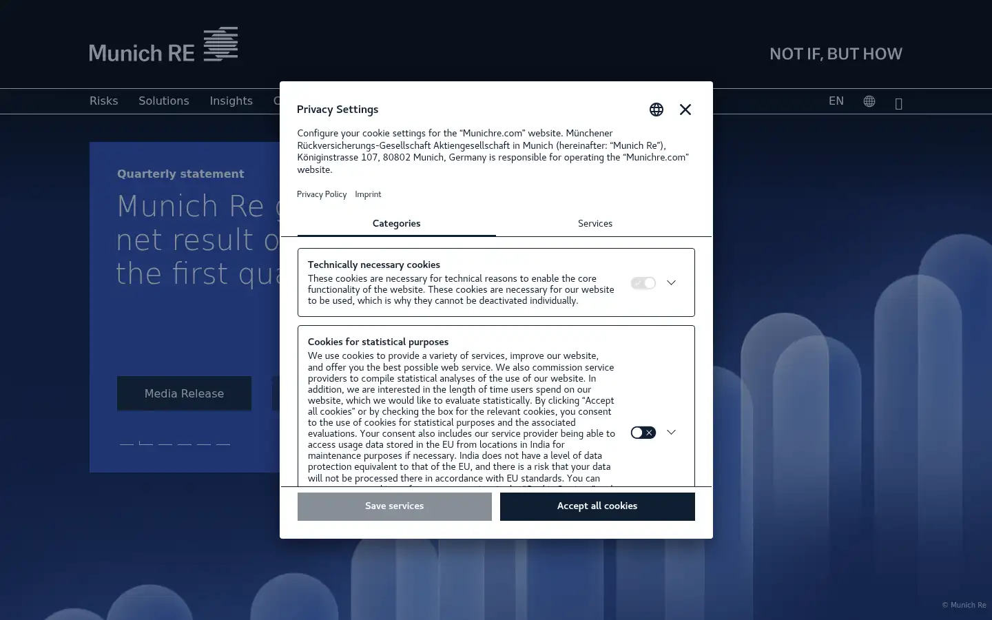 Screenshot of munichre.com