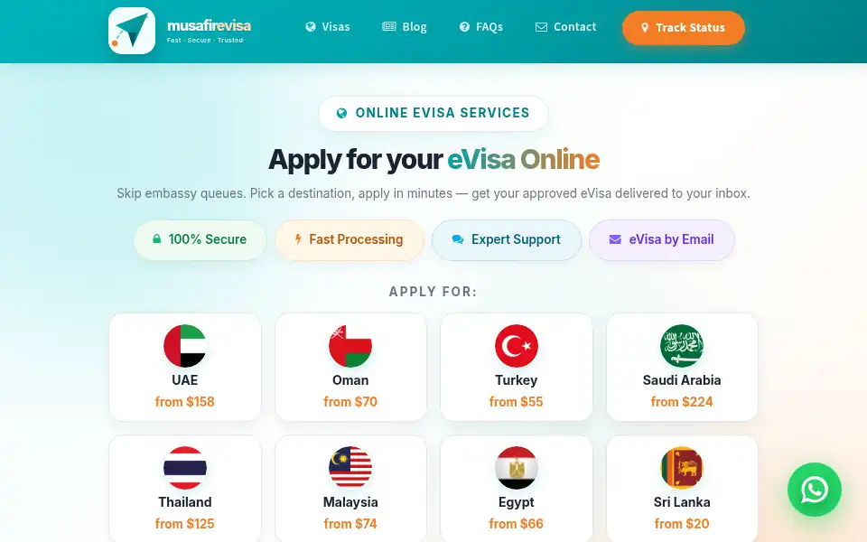 Screenshot of musafirevisa.com