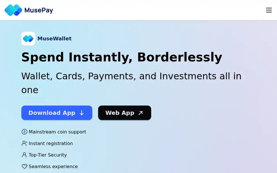 Screenshot of musepay.io