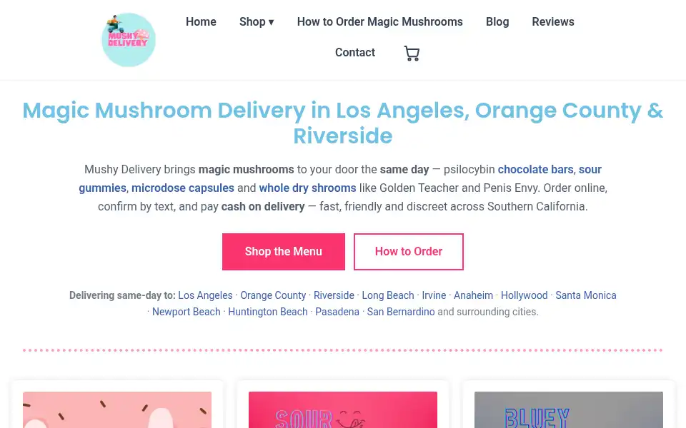 Screenshot of mushydelivery.com