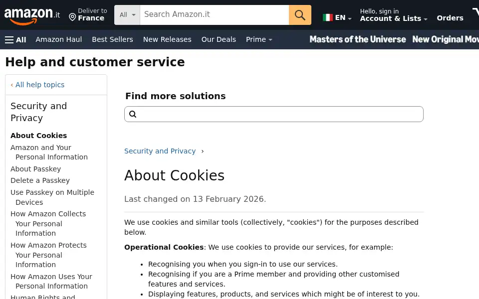 Screenshot of music.amazon.it