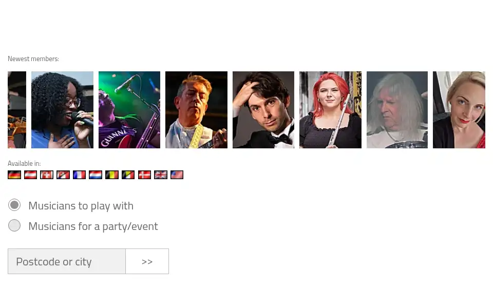 Screenshot of musicians-in-your-city.co.uk