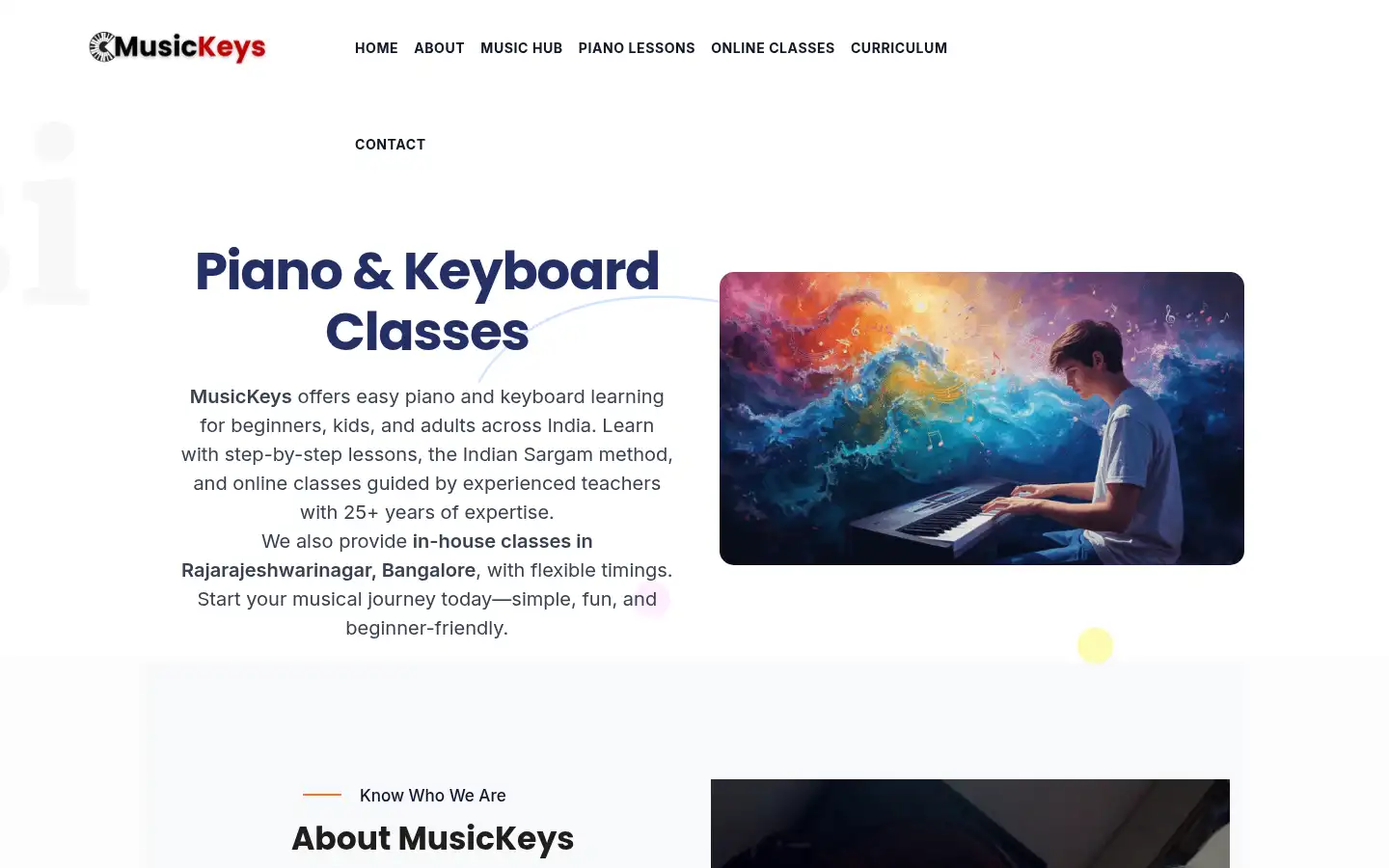 Screenshot of musickeys.in