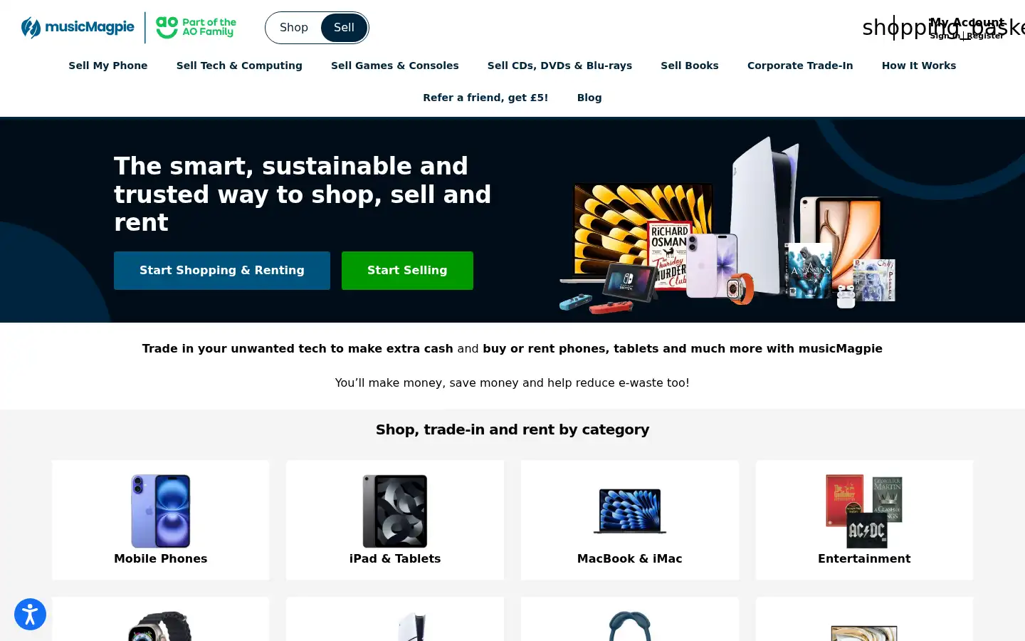 Screenshot of musicmagpie.co.uk