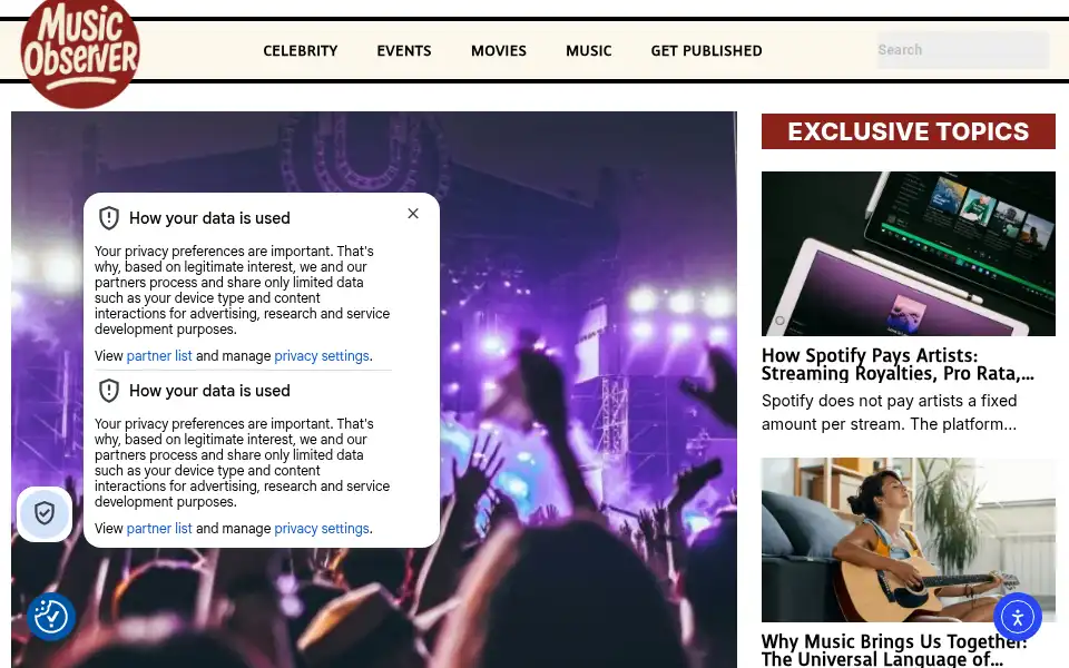 Screenshot of musicobserver.com