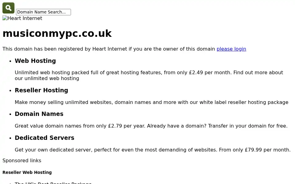 Screenshot of musiconmypc.co.uk