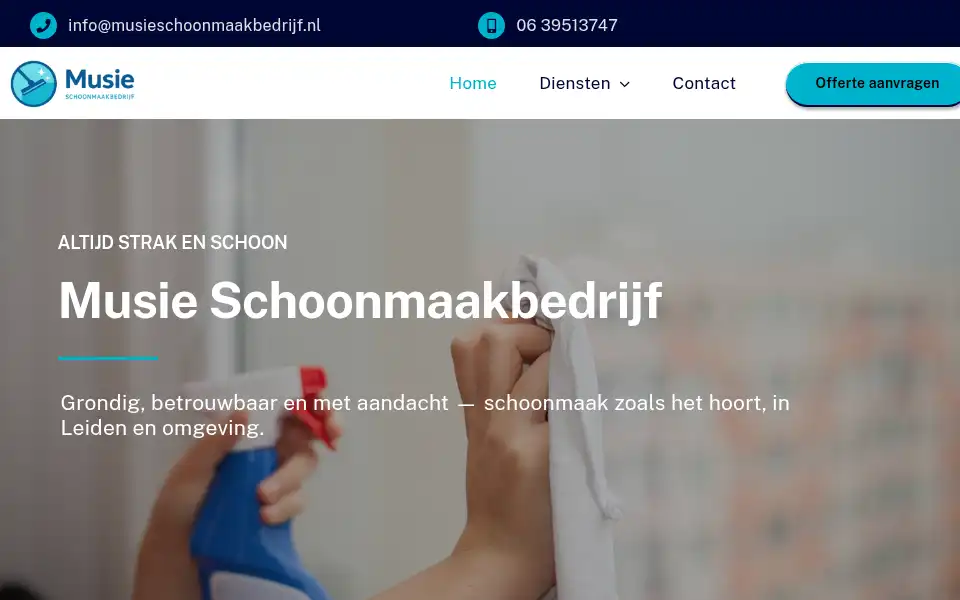 Screenshot of musieschoonmaakbedrijf.nl