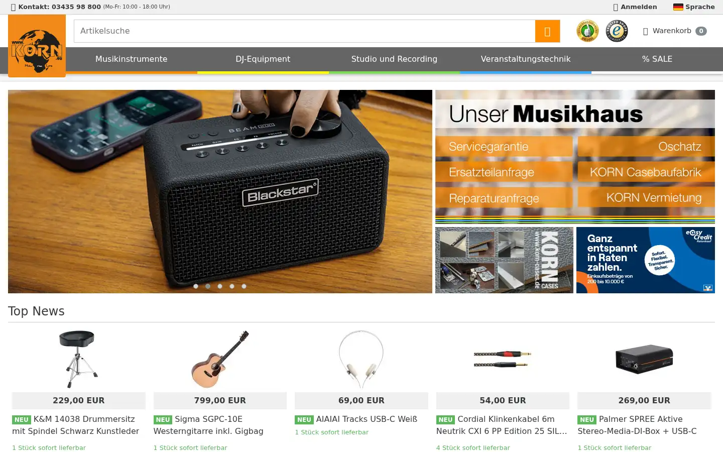Screenshot of musikhaus-korn.de