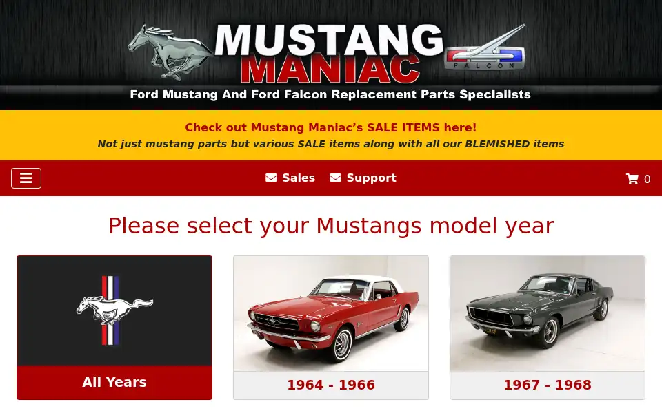 Screenshot of mustangmaniac.co.uk