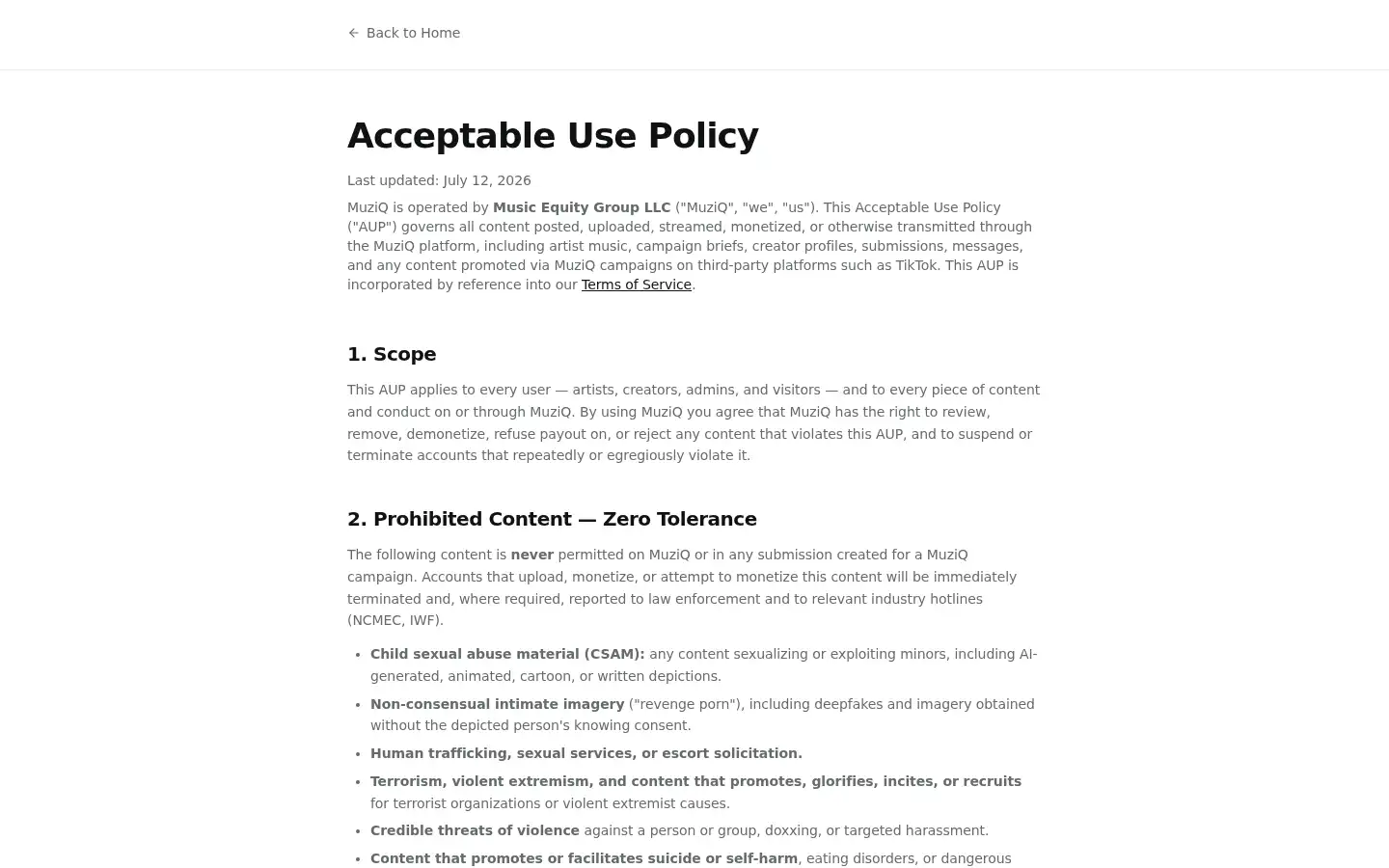 Screenshot of muziq.co