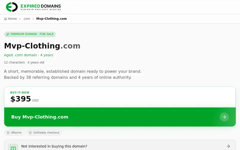 Screenshot of mvp-clothing.com