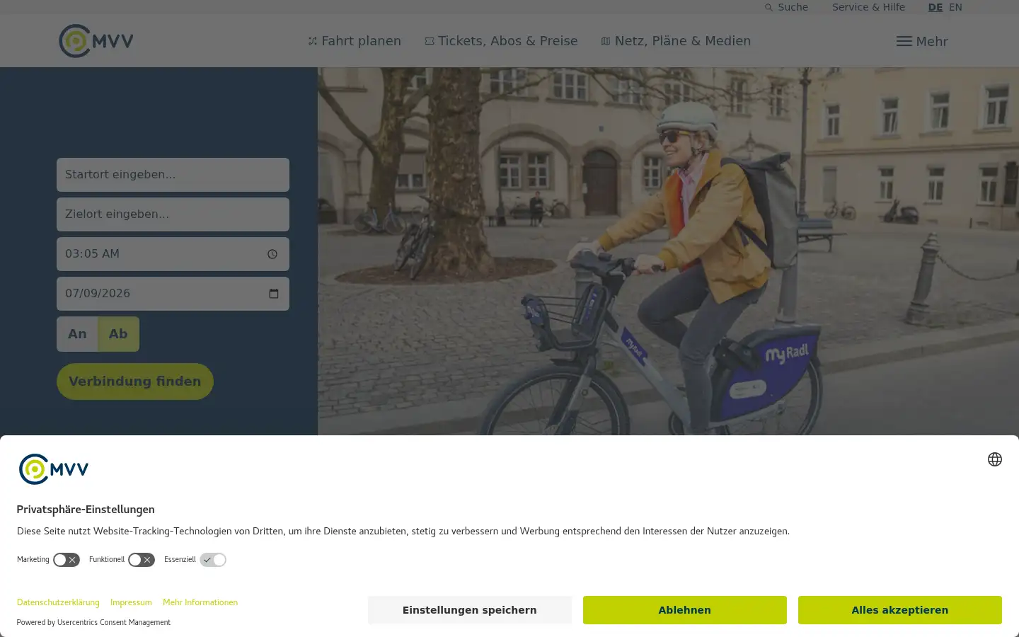 Screenshot of mvv-muenchen.de