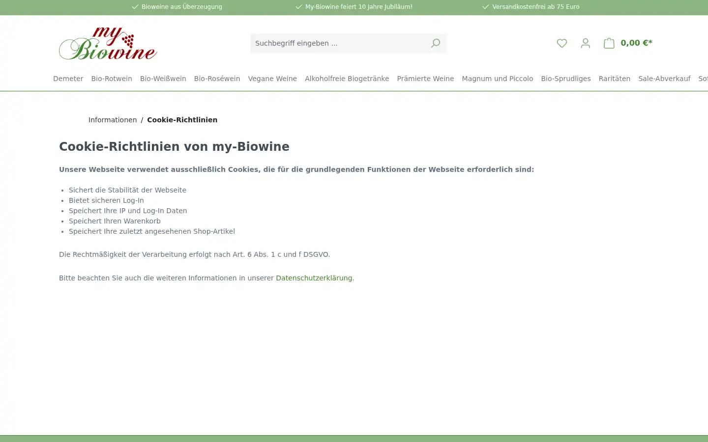 Screenshot of my-biowein.de