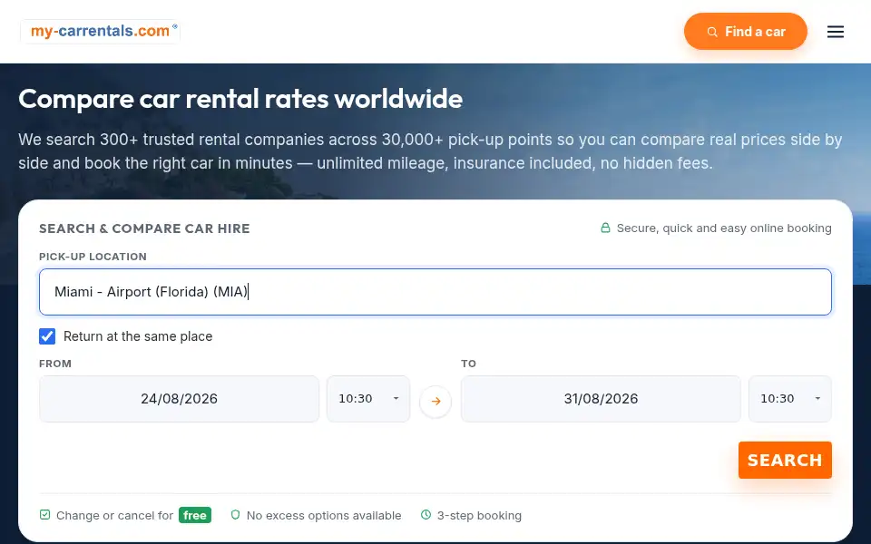 Screenshot of my-carrentals.com