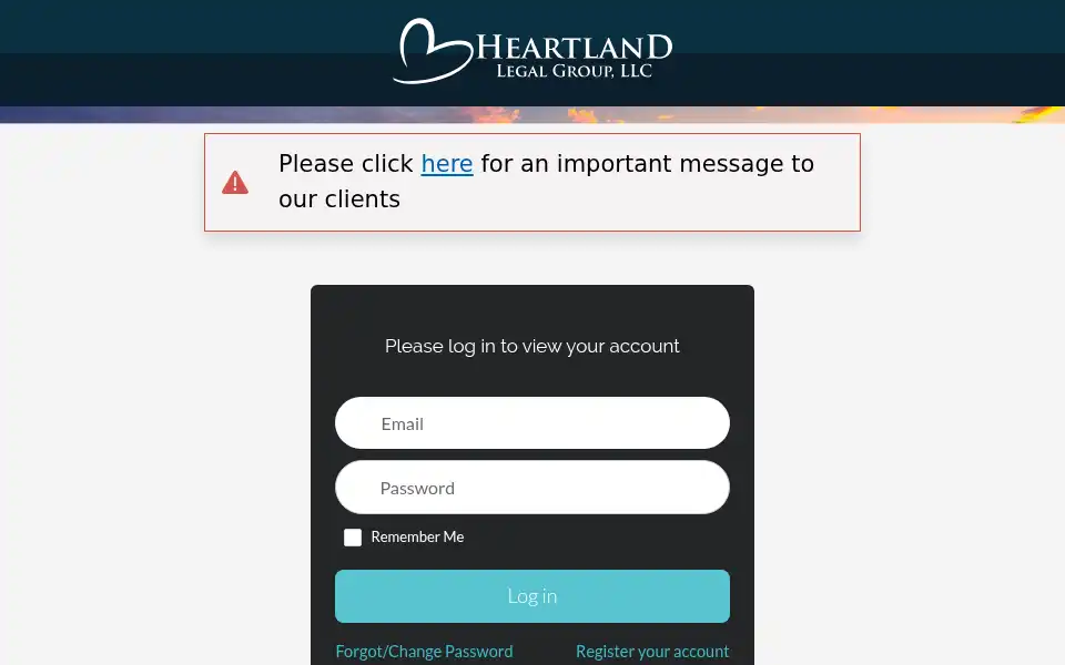 Screenshot of my.heartlandlegalgroup.com