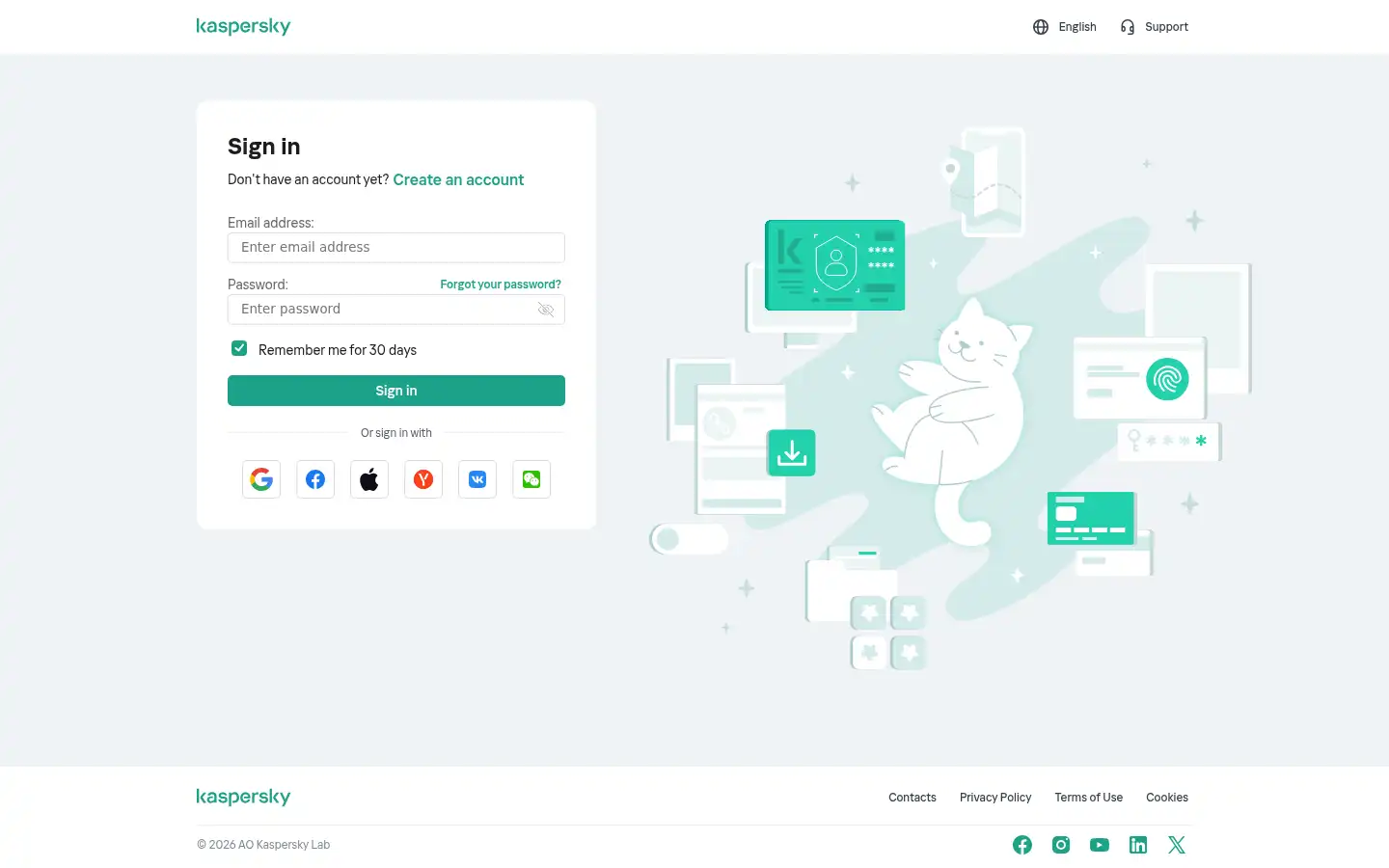 Screenshot of my.kaspersky.com