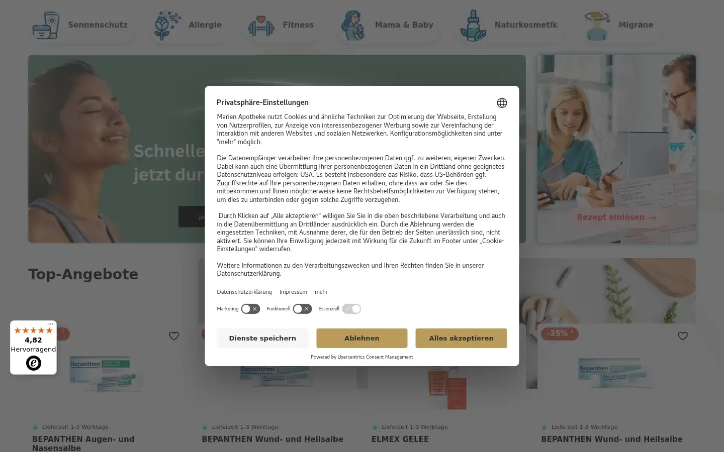 Screenshot of my-marien-apotheke.de