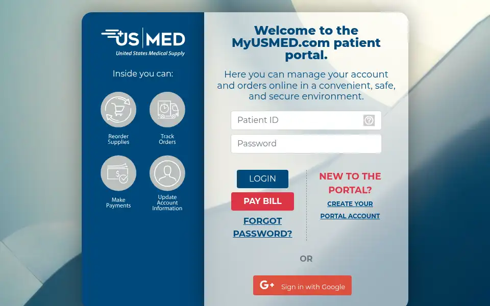Screenshot of my.usmed.com