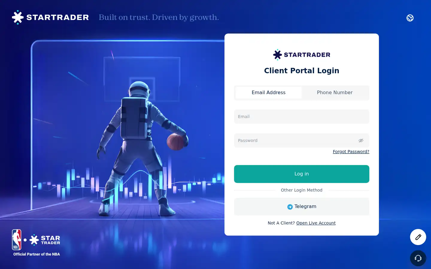 Screenshot of myaccount.startrader.com