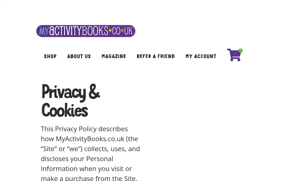 Screenshot of myactivitybooks.co.uk