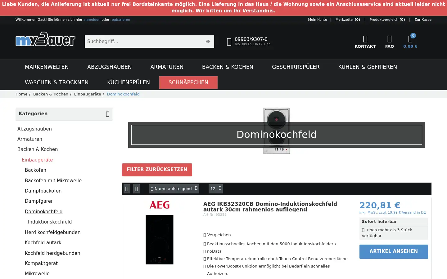 Screenshot of mybauer.de