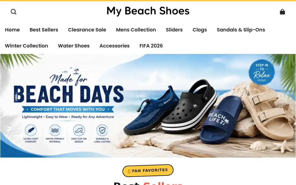 Screenshot of mybeachshoes.com