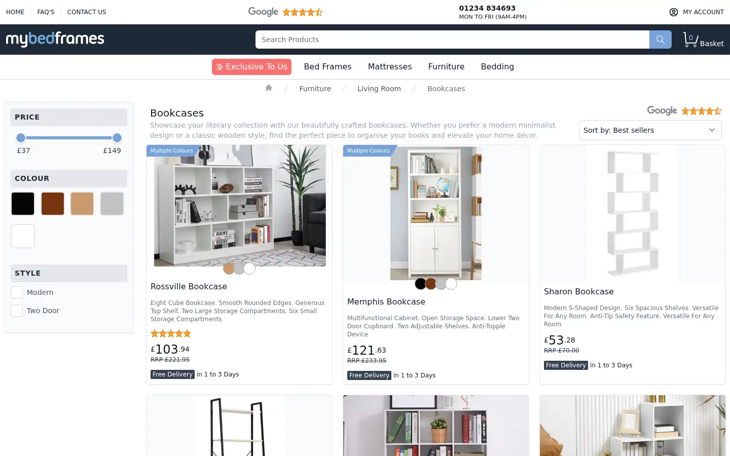 Screenshot of mybedframes.co.uk