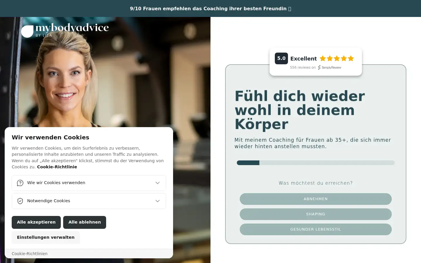 Screenshot of mybodyadvicebylisa.de