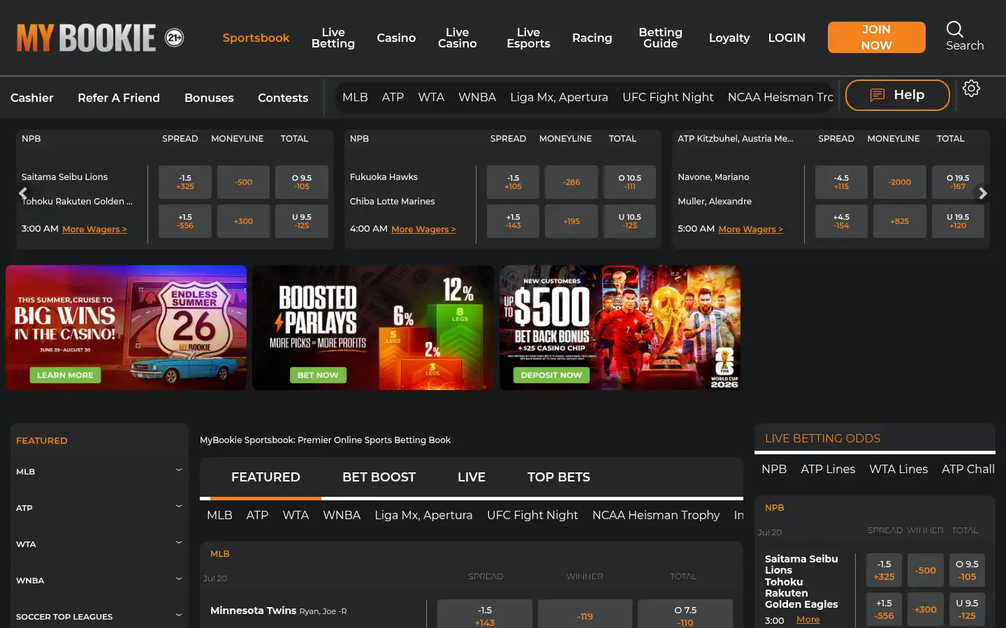 Screenshot of mybookie.com