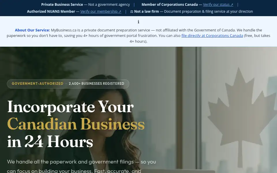 Screenshot of mybusiness.ca