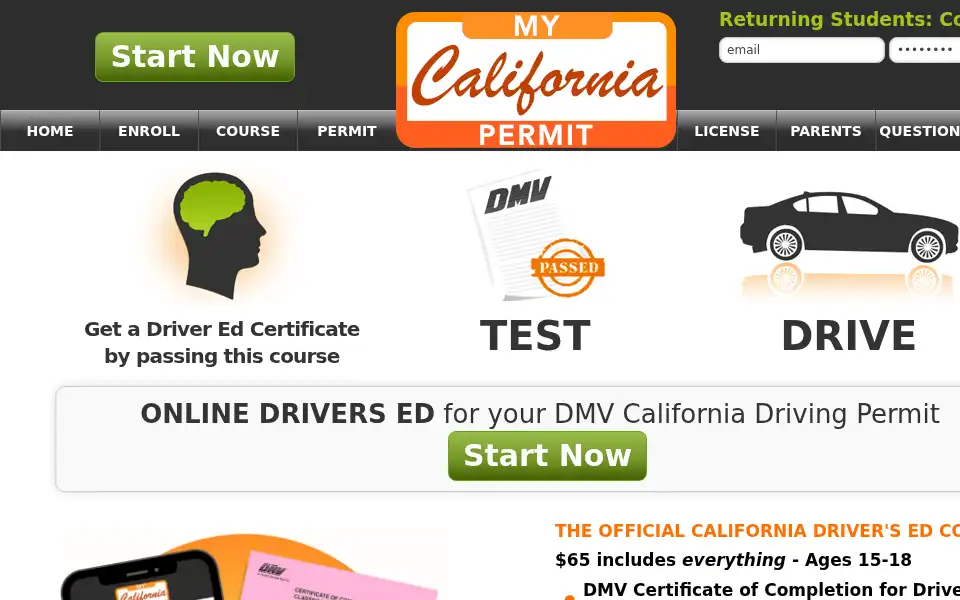 Screenshot of mycaliforniapermit.com
