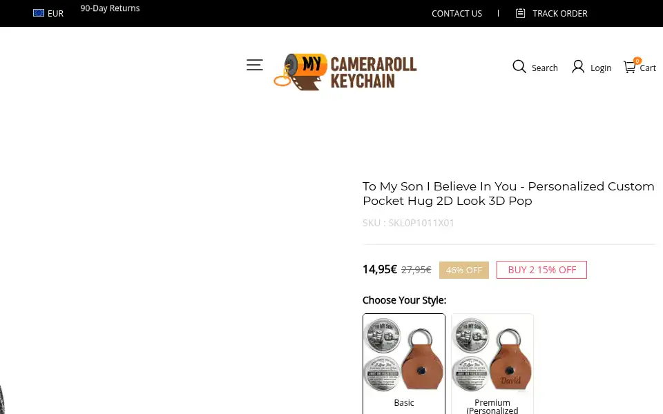 Screenshot of mycamerarollkeychain.com
