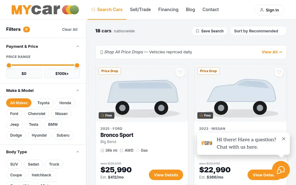 Screenshot of mycarcorp.com