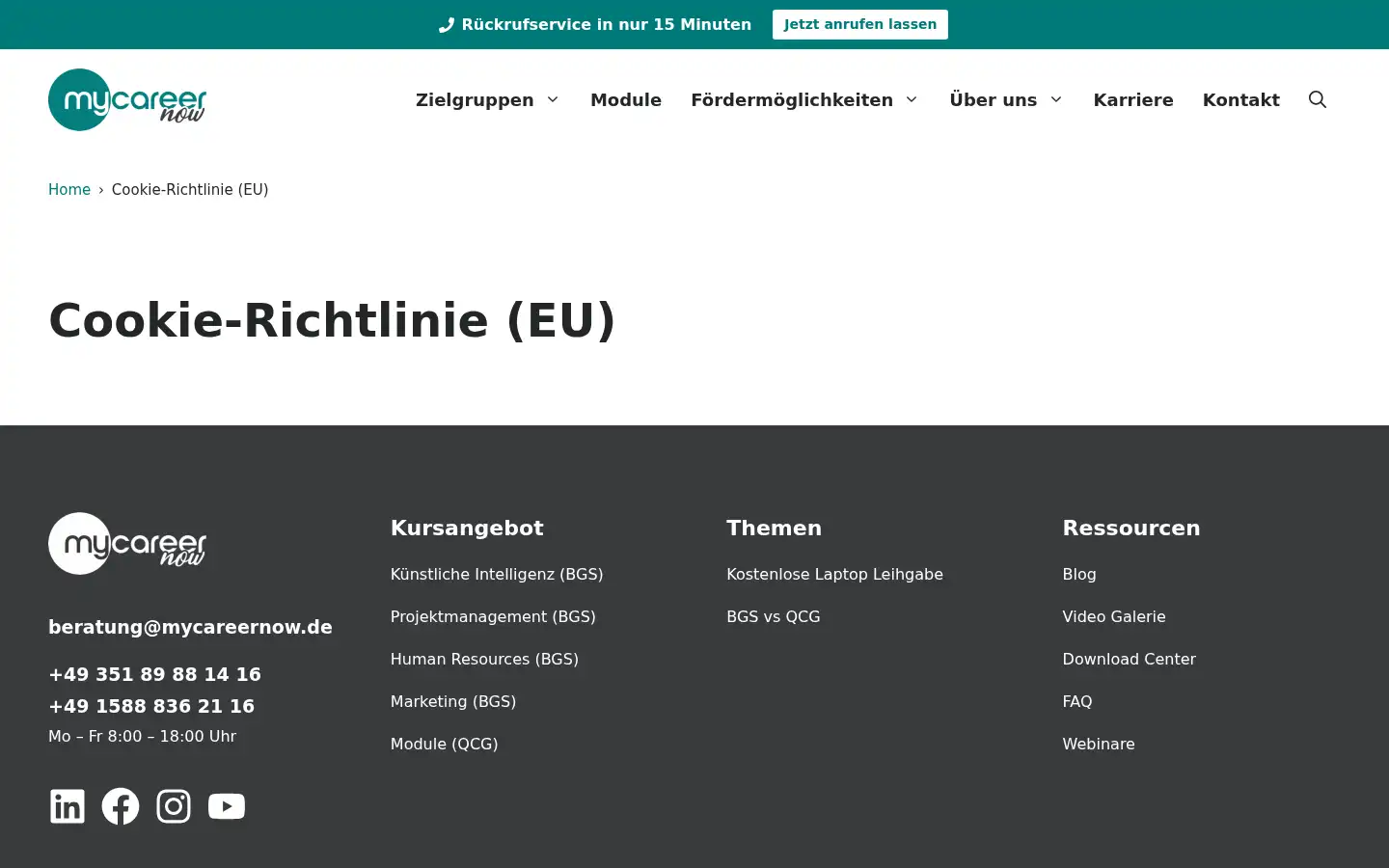 Screenshot of mycareernow.de