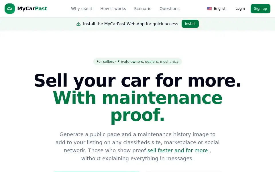 Screenshot of mycarpast.com
