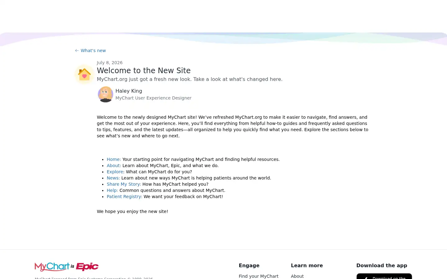 Screenshot of mychart.org