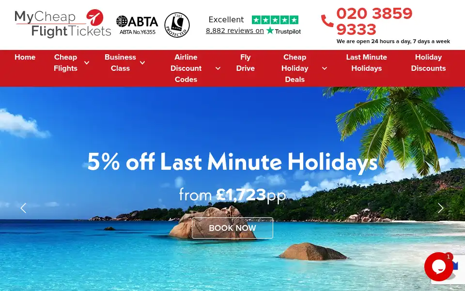 Screenshot of mycheapflighttickets.co.uk