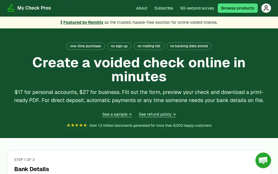 Screenshot of mycheckpros.com