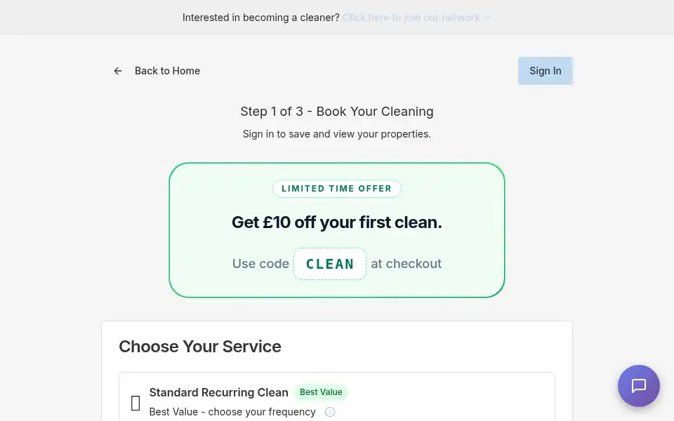 Screenshot of mycleanerhub.co.uk