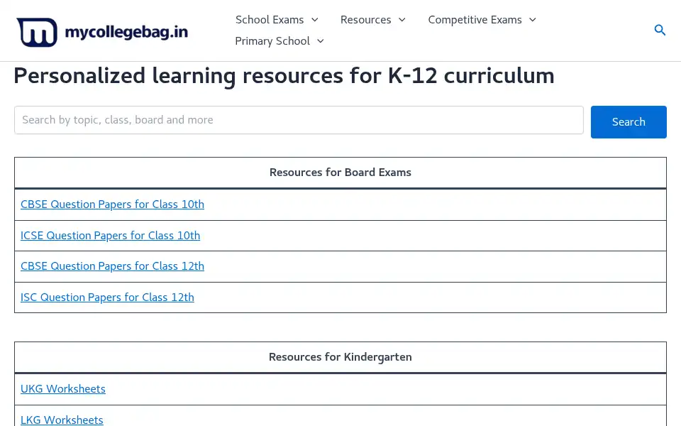 Screenshot of mycollegebag.in