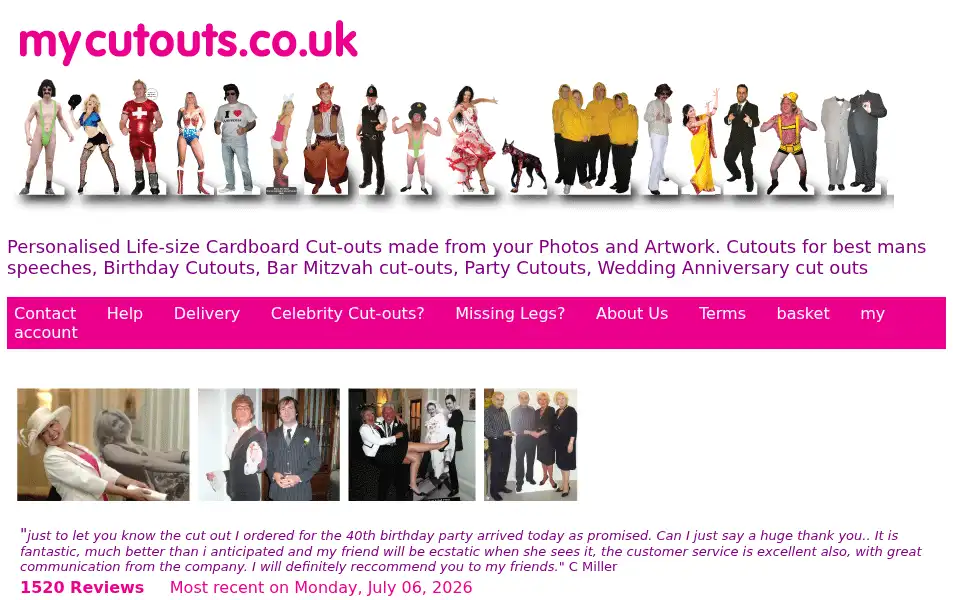 Screenshot of mycutouts.co.uk