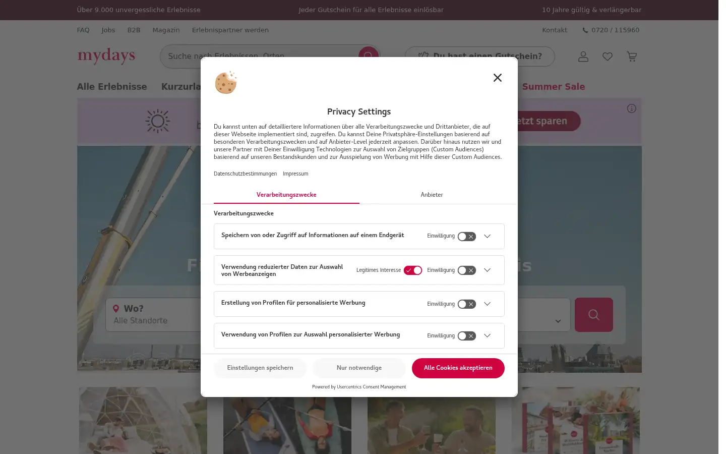 Screenshot of mydays.at