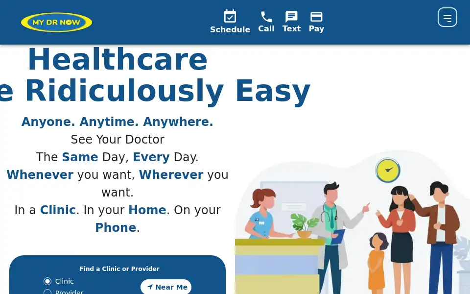 Screenshot of mydrnow.com