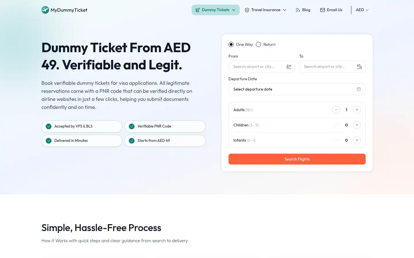 Screenshot of mydummyticket.ae