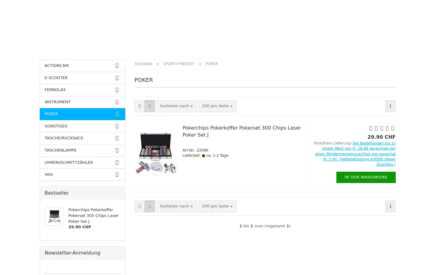 Screenshot of myeasyshop.ch
