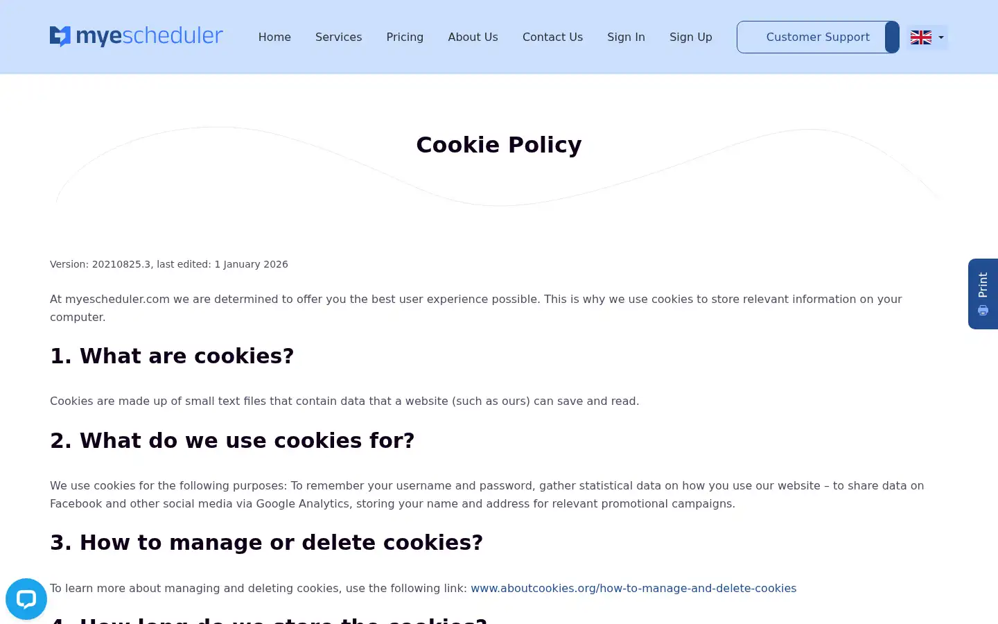 Screenshot of myescheduler.com