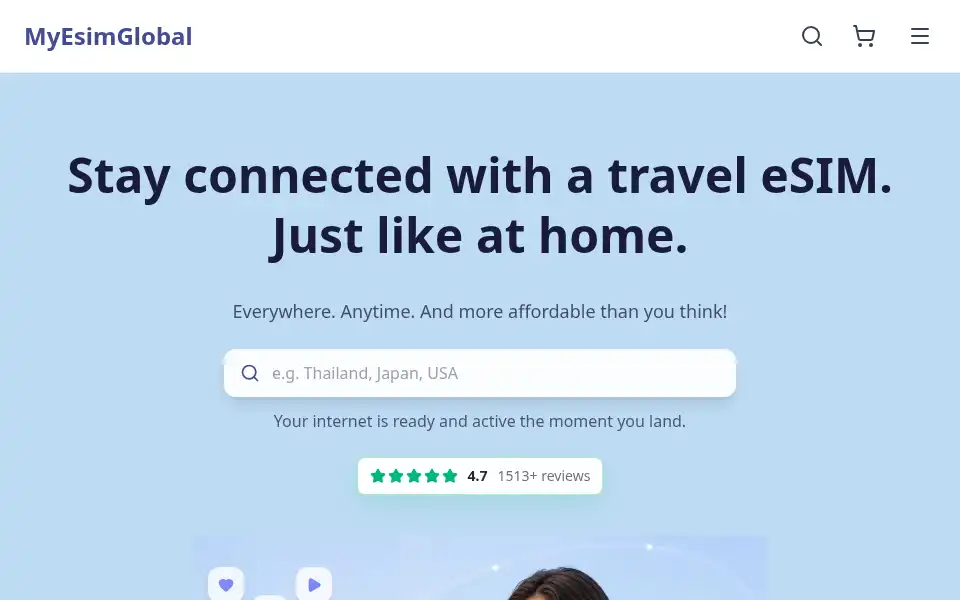 Screenshot of myesimglobal.com