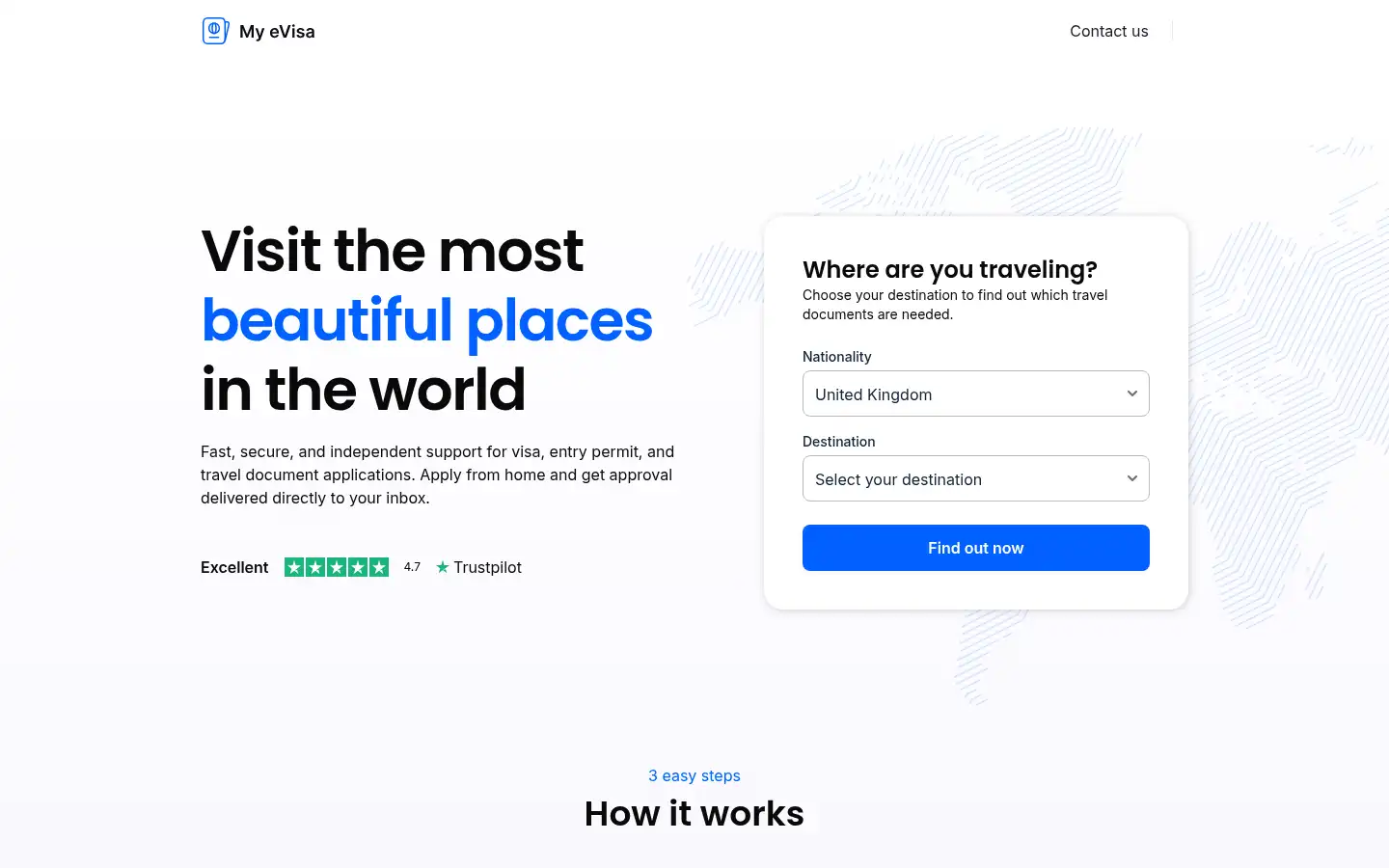 Screenshot of myevisa.com